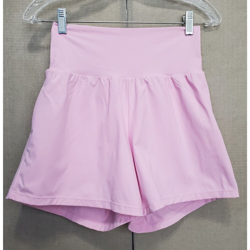 Halara Super High Waisted Lined Inner & Outer Pocket Athletic Shorts Pink S Long